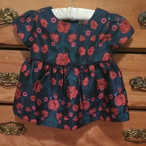 Gymboree Navy and Red Floral Kids Blouse